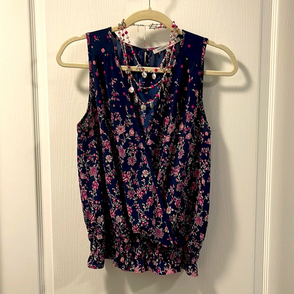 Blue & pink floral top - Size SP